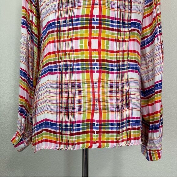 CAbi Cirque Colorful Plaid Button Down Shirt - Picture 10 of 13